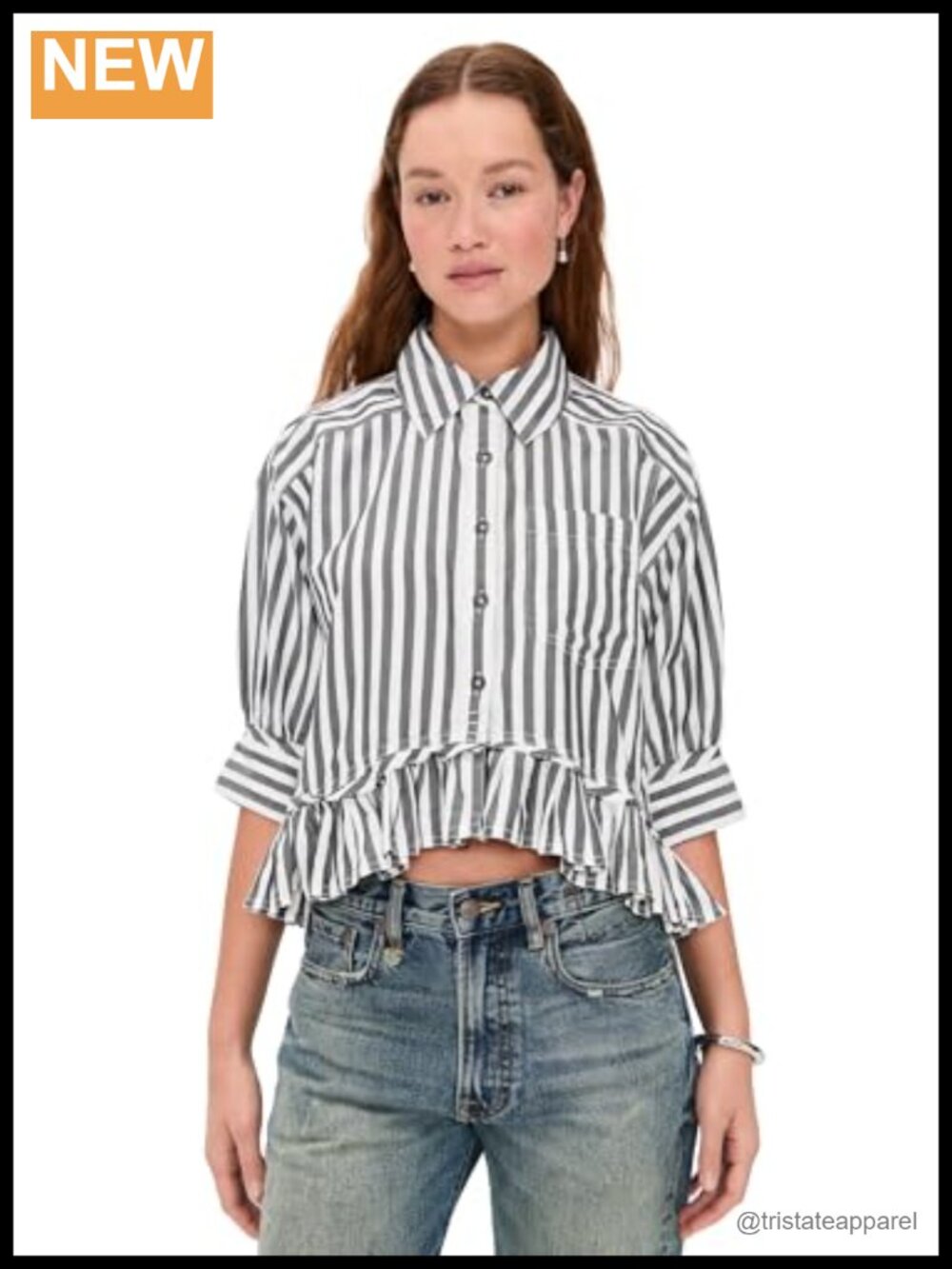 Free People Stripe Button Down Shirt - Short Sleeve Cotton
